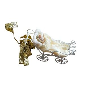 Vintage 1994 Silvestri Heirloom Miniature Porcelain Baby Doll Carriage Stroller
